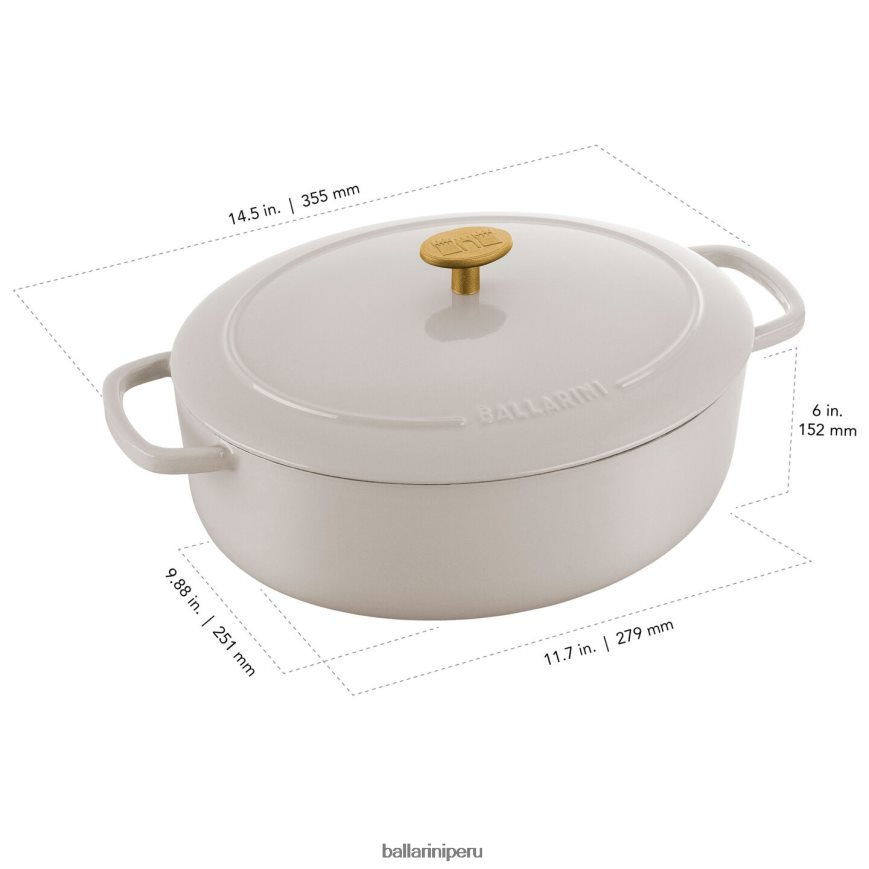BALLARINI bellamonte 4.75 qt, ovalada, cocotte, blanco marfil utensilios de cocina 8B446452